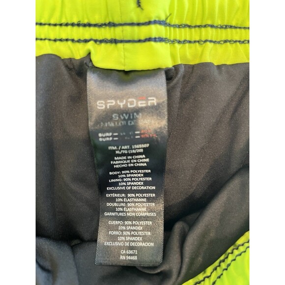 Spyder Swim Surf Sand Lined Swim Trunks Sz XLarge (18-20) Green Blue Youth - Picture 3 of 7
